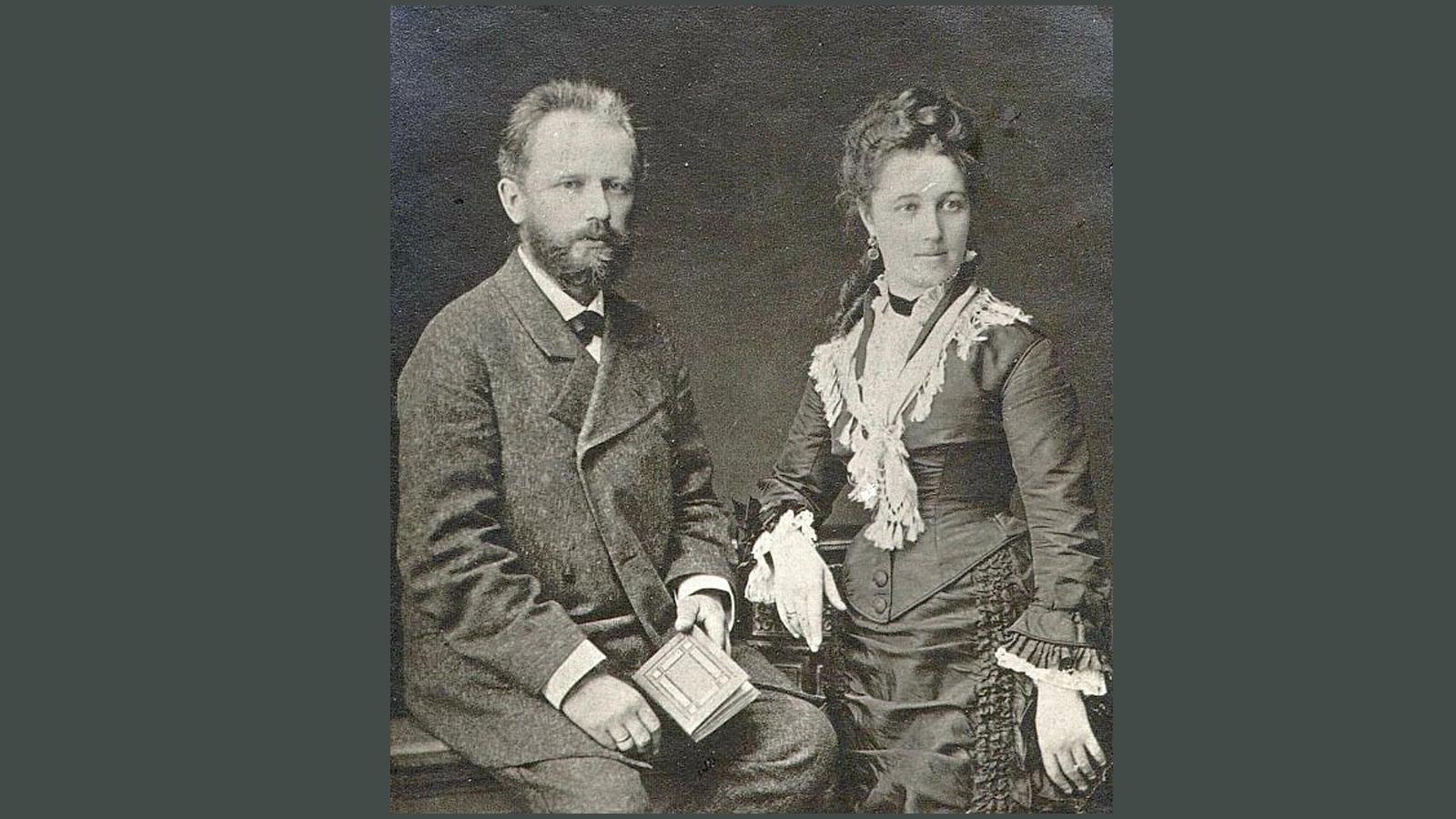 Tchaikovsky and his wife, Antonina Miliukova pose for a wedding portrait in 1877. Their marriage lasted just two months.